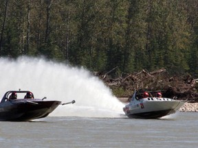 Jetboats race on the Athabasca River to compete for the Carlan Cup. Boats travel at speeds ranging from 95 m.p.h. up to 140 m.p.h. depending on their class.
File photo | Whitecourt Star