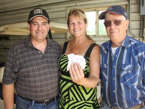 Property owners Gary and Elizabeth Johnston with Jack Linton, who worked as at Talisman as a mechanic for 23 years.