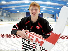 Goalie Joseph Raaymakers of Chatham is working out this week with NHL players at the Allstate All-Canadians Mentorship Camp in Mississauga. (MARK MALONE/The Daily News)