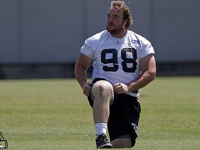 Linden Gaydosh participates at the Carolina Panther's training camp recently. Photo Courtesy of Carolina Panthers.