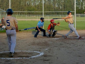 Clear Prairie at bat during the game with Grande Prairie that saw Clear Prairie win 12-4