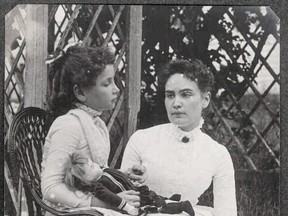 This 1888 photo released by the New England Historic Genealogical Society in Boston shows Helen Keller (left) when she was eight years old holding hands with her teacher, Anne Sullivan, during a summer vacation to Brewster, Mass., on Cape Cod.  (QMI wire service)