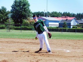 A Tavistock Athletic pitcher prepares to release the ball during their Wednesday Aug. 7, 2013 game against the Port Perry Jacks where they won 7-3 at the under-18 men's Canadian Fast Pitch championship in St. Leonard-d'Aston, Que. The Athletics also won their Wednesday evening game 10-3 mercying Saskatoon to finish the third day with a 5-1 record for first place. They head in to the fourth and final day of the round robin set to play Prince Albert and Teeswater.