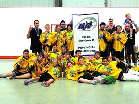 The Sherwood Park Titans Bantam C boys lacrosse team won it all, including the provincial championship banner, this year. Photo supplied