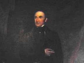 This portrait of Christopher Hagerman normally adorns the wall opposite the large portrait of Sir John A. Macdonald in Memorial Hall. It will soon undergo restoration.