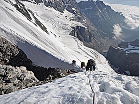 Parks Canada summer 2013 file photo showing Mt. Victoria in Banff National Park.
Parks Canada officials recovered the body of a 71-year-old Manitoba man from Mount Victoria near Lake Louise, Alta. 
 The climber slipped and fell approximately 150 metres, sustaining fatal injuries. 
The incident was reported at 6:53 am Wednesday, Aug. 7, 2013, with Parks Canada visitor safety specialists recovering the body later that morning with the assistance of Alpine Helicopters.
The climber and his partner were attempting to ascend the south summit of Mount Victoria (elevation: 3,464 metres/ 11,364 feet). Benjamin Dorsey/Parks Canada handout/QMI Agency
****Note these are stock images taken earlier this summer and have nothing to do with the accident. ****