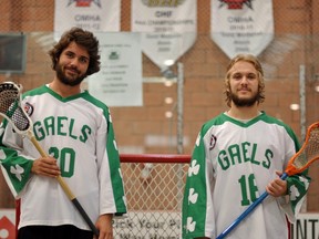 Sarnia-Lambton natives Mike Ravenhorst, left, and Kyle Conroy were recently traded to the Clarington Green Gaels. The two athletes are competing in the provincial championship this weekend. SUBMITTED PHOTO / THE OBSERVER / QMI AGENCY
