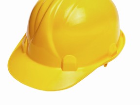 Close up of a yellow hard hat