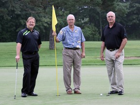 From left, Tom Graham, TDMH Foundation Chair Dave Corner and Steve Good are all looking forward to the 21st Annual Tillsonburg News Invitational Golf Tournament for TDMH. As of last week, just four golfing slots remained available, but those looking to support the event are invited to contribute items for the silent auction. Anyone seeking further information may contact Corner at 519-842-3611 ext. 5311 or email david.corner@tdmh.on.ca. Jeff Tribe/Tillsonburg News