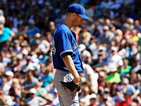J.A. Happ will start against the Oakland Athletics on Monday in place of Josh Johnson. (REUTERS)