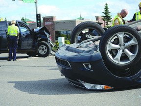 There were no serious injuries after a collision in the intersection of Baseline and Chippewa roads on Thursday afternoon. Photo by Steven Wagers/ Sherwood Park News/QMI Agency