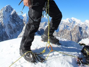 Mike Pinheiro raises his ice axe in victory at the summit of Island Peak with a Himalaya mountain range in the background. Pinheiro, a Kenora detachment OPP officer, will return to Nepal early next year in a bid to climb Mount Everest as a fundraising challenge to raise donations for the Children’s Wish Foundation and Kenora Rotary Club.
Mike Pinheiro for the Miner and News