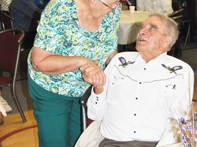 Fern Ginger was just one of the many well wishers who came to the Mayerthorpe Legion on Saturday, Aug. 10, to wish Max Pfannmuller a happy 94th birthday.