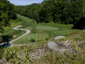 Above the third green and fourth tee at St. Thomas Golf and Country Club. (DEREK RUTTAN, The London Free Press)