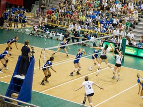 Gold medal women volleyball match between Alberta and BC at Canada Games in Sherbrooke last week. PIERRE-YVES CARBONNEAU-VALADE/qmi agency