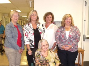 MPP Huron Bruce, Lisa Thompson stopped by the Southampton Care Centre Wednesday to speak with staff and residents about the importance of long-term care. Pictured, back row (L-R) with Thompson prior to her tour: Southampton Family Care Centre Family Council member Linda Kohlmann, Southampton Care Centre administrator- Brenda Ohm and family council member Yvonne Waugh. Also pictured is Ruth Johnston, a former employee of the Southampton Care Centre, a current resident and president of the residents’ council.