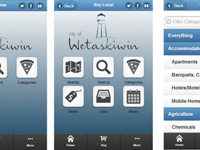 A screencap from the Android version of the city’s new Buy Wetaskiwin app.