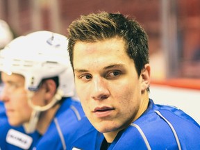 Bo Horvat of Rodney takes a break at a Vancouver Canucks prospect camp workout.