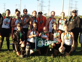 The North Oxford Crush novice women's fastball team finished second at the Provincial Grand Championship Tournament in Pickering to qualify for the Eastern Canadian Championships in Stellarton, N.S. Aug. 22 to 25. The novice Crush play in the Grand Valley Ladies' Softball Association and finished third in their yearend league tournament, while boasting players from Woodstock, Innerkip, Tavistock, Hickson and Shakespeare.

Back row (LtoR): Brad Roth (coach), Natalie Kelterborn (coach), Meghan Guilletemette, Lacey Walker, Kennedi Roth, Mackenzie Babineau, Grace Kalbfleisch, Julia Petrie, Nicole Novacich-Pearce, Julie Strickler (coach), Shawn Pearce (coach)

Front row (LtoR): Lauren Thompson, Shannon Dwyer, Calli McMillan, Alexis Allin, Tyra Skillings

Submitted photo