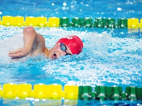 Waterford swimmer Zach Zona competes during the 200 metre freestyle para male swim at the Canada Summer Games, an event in which he won bronze. Zona, along with fellow Norfolk Hammerheads Aquatics Club member Michael Zona, competed at the national event. (PHOTO COURTESY John Sims Team Ontario)