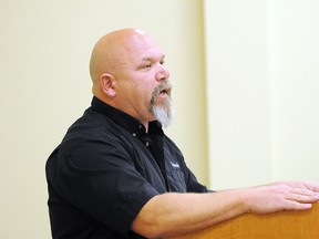 Sudbury Star file photo
Local 6500 president Rick Bertrand speaks at a meeting of the MINES (Mining Inquiry Needs Everyone's Support) group.