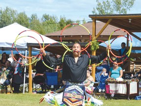 On Saturday afternoon, the huge crowd at the Genaabaajing’s (Serpent River First Nation) 23rd Annual Powwow, was treated to fascinating hoop dances. Photo by KEVIN McSHEFFREY/THE STANDARD/QMI AGENCY