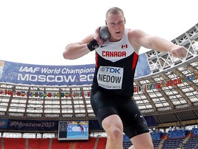 Brockville's Tim Nedow competes in the shot put event at the IAAF World Championships in Moscow on Thursday. Nedow was not able to make it through the qualifying round.FRANCK FIFE/AFP/Getty Images