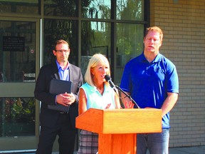 JANE DEACON HIGH RIVER TIMES/QMI AGENCY Foothills School Division superintendent Denise Rose, along with Scott Morrison of Christ the Redeemer Schools and Rick Fraser, spoke about the upcoming school year at a press conference on August 14.