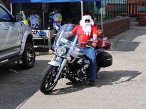 Good to his word, Santa Clause did come to Whitecourt to participate in the 9th annual Toy Run on Aug. 25. Nearly 30 motorcycle enthusiasts came to the Road House Pub and Grill and donated an unwrapped new toy for the Whitecourt Christmas Hamper.
Whitecourt Star file photo