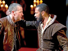 Graham Abbey, left, as Iago and Dion Johnstone as Othello star in the Stratford Festival production of Othello.