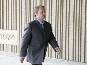 Gordon Pocock arrives at the court house for his sentencing hearing in the second-degree murder of Dexter Elliott in London on Thursday. CRAIG GLOVER The London Free Press / QMI AGENCY