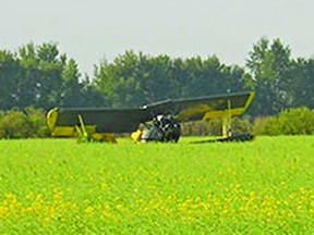 Crop-duster plane crashed in a farmer's field near Aylsham this morning. No injuries or damage to property, other than the plane itself.