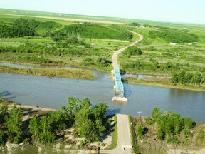An entire section of this bridge along Highway 547 was taken out by the June 20 flood. Submitted photo