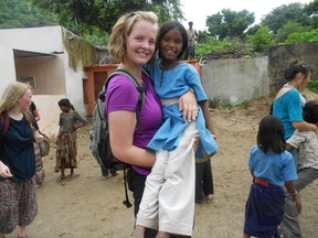 Sudbury's Grace Schmidt made friends with a young girl named Kalas while on a three-week work mission in India where Schmidt and a team of young people started building a school. (Supplied photoi)