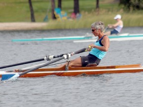 Kenora's Lori Laffin competed at the 2013 Tops and Bottoms Regatta on Rabbit Lake on Saturday and came in 1st Place in the Masters Women's Single.