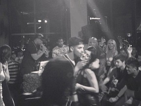 Kris Jenner posted this photo of rapper Drake kissing Kylie Jenner on Instagram on Saturday. (krisjenner/Instagram)