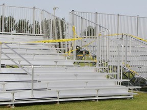 New bleachers are being installed by the Mattagami River this week as the city prepares for the fifth annual Kayak Challenge and Festival.