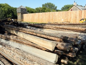 Logs are piled up outside Fort Gibraltar in Winnipeg, Man. Tuesday August 20, 2013. About $10,000 worth of logs were stolen from the site, one of a few peculiar thefts that have occurred in the city in recent weeks.
(BRIAN DONOGH/WINNIPEG SUN/QMI AGENCY)