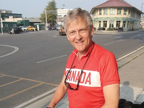 Gerry Bramm arrived at the Wolfe Island ferry dock Wednesday morning during his round-the-lake cycle tour, a re-creation of a similar trip his grandfather took 100 years ago.
Michael Lea The Whig-Standard