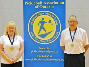 St. Thomas residents Helen and Dave Hall won a bronze medal in mixed doubles (50-59 age group) at the recent Pickleball Association of Ontario 50+ Provincial Tournament. (Contributed photo)