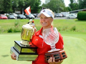 Smiths Falls golfer Brooke Henderson, pictured following her victory at the Canadian Women’s Amateur in Quebec last month, heads into this week’s LPGA CN Canadian Women’s Open in Edmonton. (QMI Agency file photo)