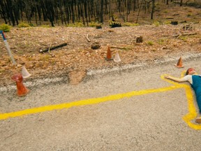 Emile Hirsch (on ground) and Paul Rudd star in the slow and meaningless Prince Avalanche.