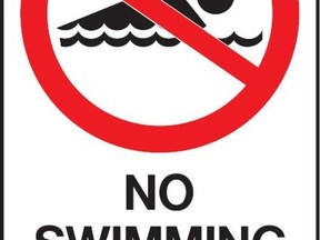 No Swimming beach posting