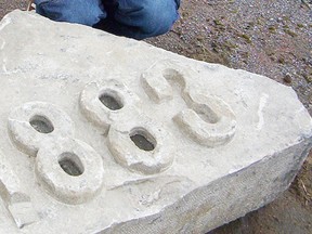 Stones from the old downtown post office that were unearthed in 2009 are headed for display cases in Lamoureux Park. 
Submitted photo