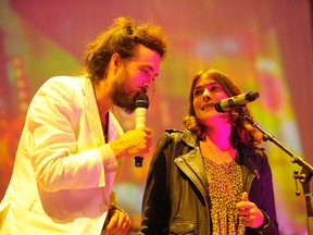 Alex Ebert, lead singer of Edward Sharpe and the Magnetic Zeros, and backup singer Jade Castrino. (Postmedia Network file photo)