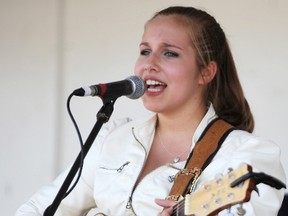 Tori Hathaway, 14, from Barrie, Ont. was a participant in the Youth Talent Showcase at the Indiefest finale Saturday in Sarnia. Organizers have held monthly concerts at the Stubborn Mule since April, in an effort to give independent musicians more exposure. TYLER KULA/ THE OBSERVER/ QMI AGENCY