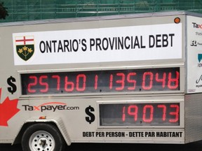 Ontario Debt Clock at Queen's Park on Aug. 28, 2013. (Sue-Ann Levy/Toronto Sun)