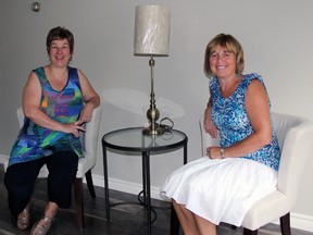 Yvonne Beldman and Susan Memedovich sit in a newly renovated home their business Hamstra Carpet One Floor and Home renovated. Profits from the house-flipping project – when the property is sold – will go to support the Victorian Order of Nurses Middlesex Elgin.
JACOB ROBINSON/AGE DISPATCH/QMI AGENCY