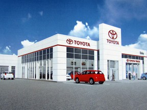 An artist's concept of the new Bailey Toyota dealership once a $4-million redevelopment is complete in the spring of 2014. SUBMITTED PHOTO