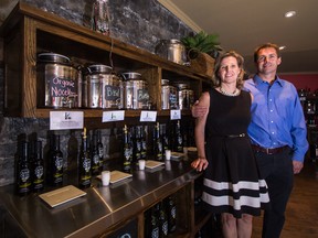 Julia Hayhoe and Shaun Finucane are the owners of Kingston Olive Oil Company. (Sam Koebrich/For The Whig-Standard)